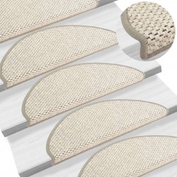 Self-adhesive Stair Mats Sisal-Look 15 pcs 65x25 cm Beige