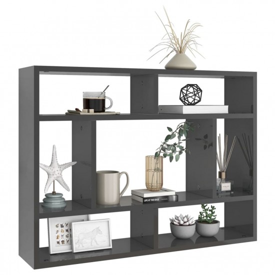 Wall Shelf High Gloss Grey 75x16x55 cm Chipboard