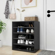 Shoe Cabinet High Gloss Black 60x35x70 cm Chipboard