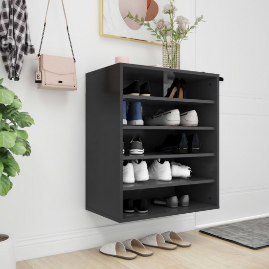 Shoe Cabinet High Gloss Black 60x35x70 cm Chipboard