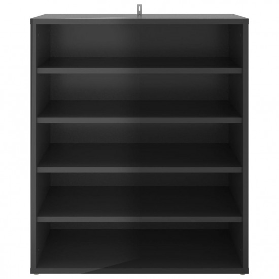 Shoe Cabinet High Gloss Black 60x35x70 cm Chipboard