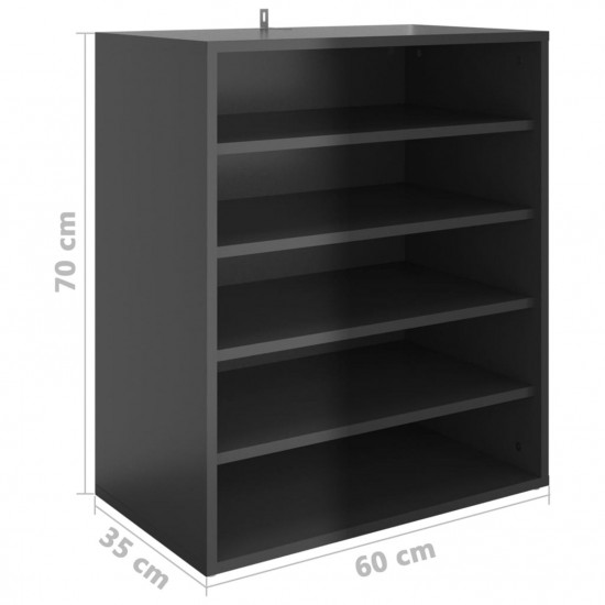 Shoe Cabinet High Gloss Black 60x35x70 cm Chipboard