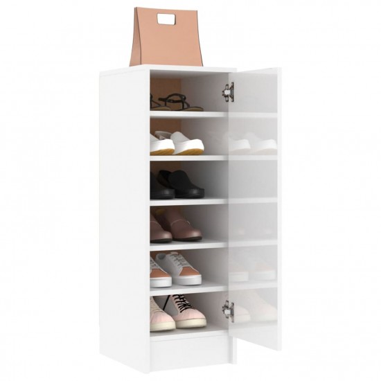 Shoe Cabinet High Gloss White 32x35x92 cm Chipboard