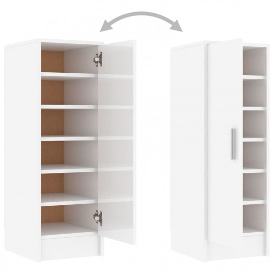 Shoe Cabinet High Gloss White 32x35x92 cm Chipboard