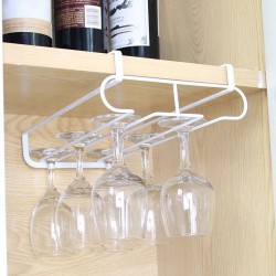 Wine Glass Holder Iron 2 Rows Stemware Rack Under Cabinet Hanger Storage Shelf Fit for The Cabinet 2.8“ or Less