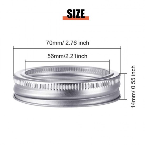 70mm Regular Mouth Mason Canning Lids, Tinplate Leak Proof Lids for Mason Jar Regular Mouth Split-Type Lids Leak Proof and Secure Canning Jar Caps (1 Count Canning Lid + 1 Count SealRing)