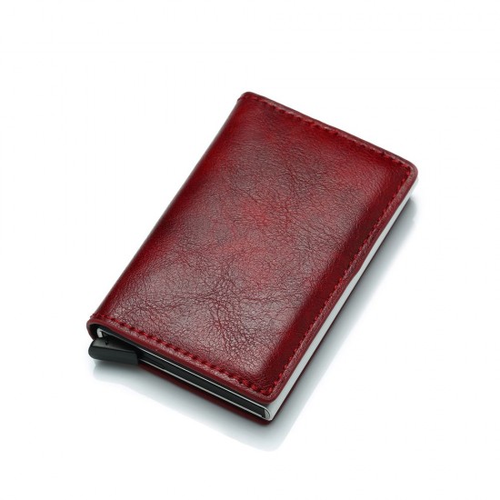 PU Leather Credit Holder Business Money Cash Card Package Wallet Automatic Aluminum Alloy Card Case Men Bag