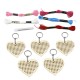 5Pcs Wooden Heart with Colour Embroidery Threads DIY Craft Kit Home Decor Cross-stitch Keyring