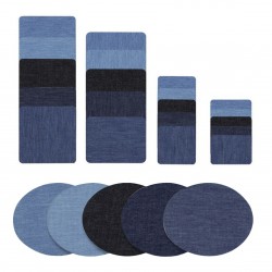 Premium Quality Denim Iron on Jean Patches No-Sew Shades of Blue Black 25 Pieces Assorted Cotton Jeans Repair Kit