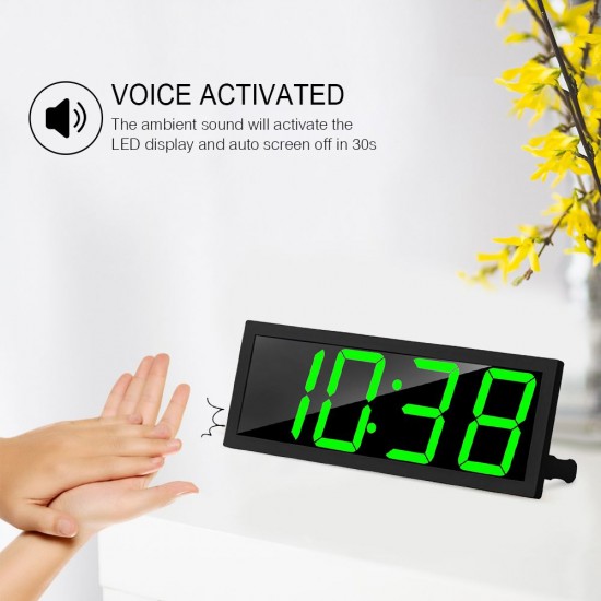 Smart Large Digital Wall Clock APP Control Time/ Date/ Temperature 100 Colors Display Record & Sound Activate & Countdown Function Stepless Brightness & Volume Alarm with Snooze