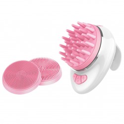 Hair Scalp Massager Shampoo Brush, Soft Silicone Scalp Care Brush Wet and Dry Hair Scalp Brush Acoustic Wave Massage Hair Washer with Three Replaceable Brush Heads for Men, Women, Kids and Pets