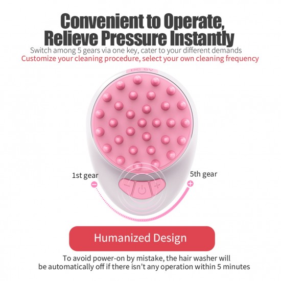 Hair Scalp Massager Shampoo Brush, Soft Silicone Scalp Care Brush Wet and Dry Hair Scalp Brush Acoustic Wave Massage Hair Washer with Three Replaceable Brush Heads for Men, Women, Kids and Pets