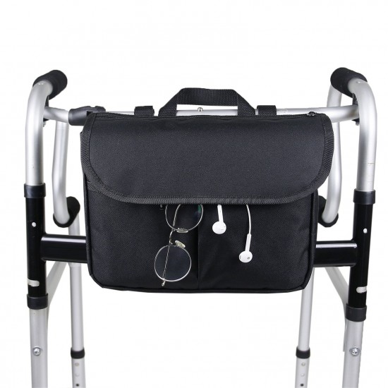 Wheelchair Bag Walker Organizer Pouch Easy Carry Handle and Cover Waterproof Walker Bags Large Capacity Storage Bag for Wheelchair Rollator Scooters