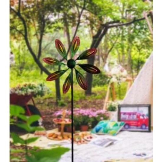 Outdoor Garden Rotary Iron Art Windmill Decorative Crafts Rainbow Color Windmill plugin