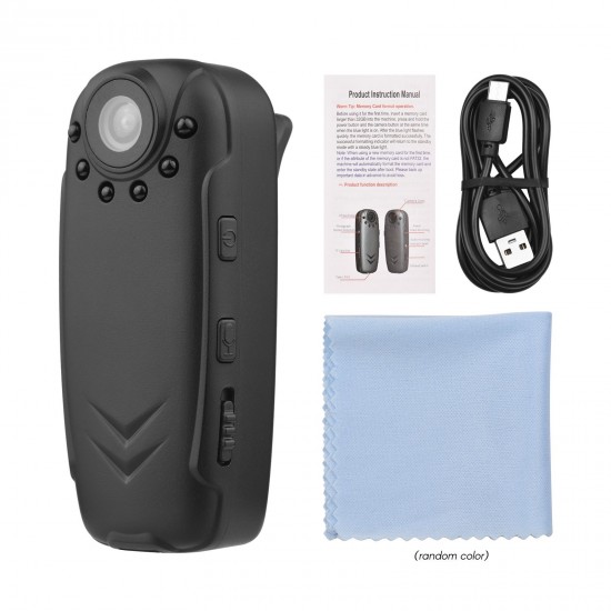 Wearable Body Camera Multifunctional Video Recorder with Motion Detection Infrared Night Vision for Home Security Car Office