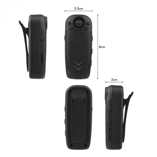 Wearable Body Camera Multifunctional Video Recorder with Motion Detection Infrared Night Vision for Home Security Car Office