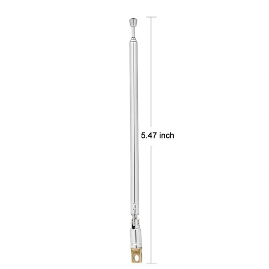 Telescopic FM Radio Antenna 4 Sections Chromium-plating Copper Antenna 360° Rotatable