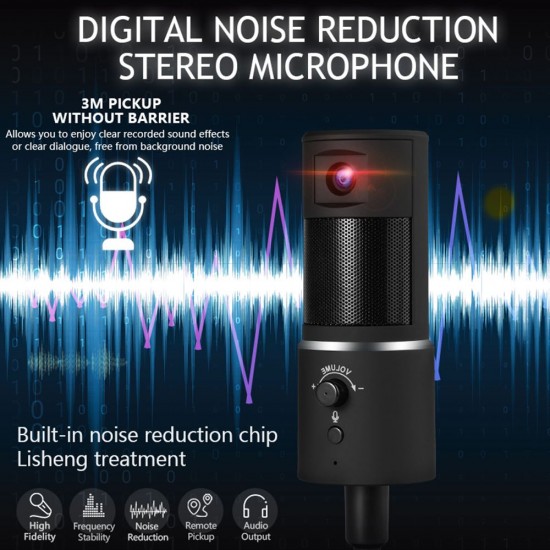 USB Streaming Microphone with Webcam HD1080P for iPhone/iPad/Mac/Android Phone/Tablet/PC