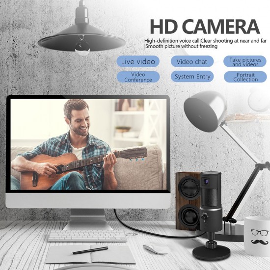 USB Streaming Microphone with Webcam HD1080P for iPhone/iPad/Mac/Android Phone/Tablet/PC