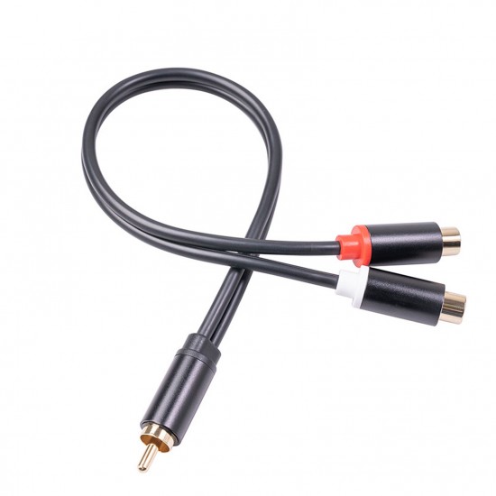 0.3m RCA Audio Speaker Y-Adapter Splitter Cable RCA 1 Male to 2 Female Stereo Audio Cable Gold Plated