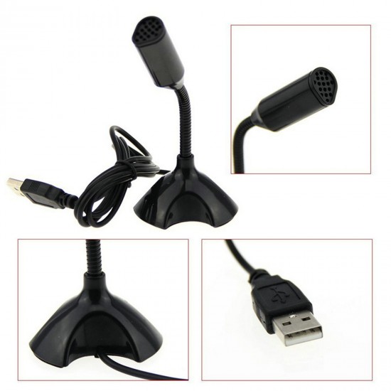 USB Computer Microphone with Stand Portable for PC Laptop Recording Gaming Online Chatting Desktop Omnidirectional Condenser Microphone