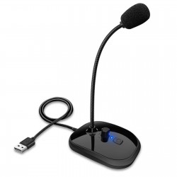 SK-30 USB Desktop Microphone with Mute Button Volume Adjustment Plug&Play Condenser for Laptop Computer PC 360 Gooseneck Design for Recording Gaming