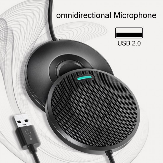 U2 USB Omni-directional Condenser Microphone Mic for Meeting Business Conference Computer Desktop Laptop PC Voice Chat Video Games Live Broadcast Sound Pick-up USB Cable