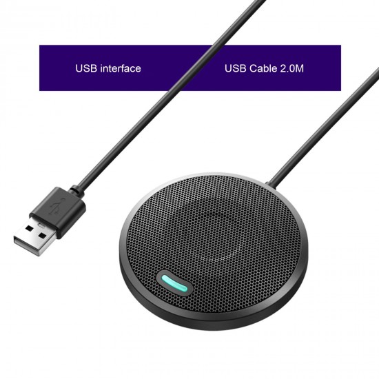 U2 USB Omni-directional Condenser Microphone Mic for Meeting Business Conference Computer Desktop Laptop PC Voice Chat Video Games Live Broadcast Sound Pick-up USB Cable