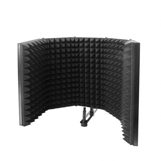 Microphone Isolation Shield 5-Panel Recording Microphone Wind Screen for Recording Studio Foldable High-Density Absorbing Sponge Sheild Sound-absorbing Cover Microphone Sound Insulation Screen