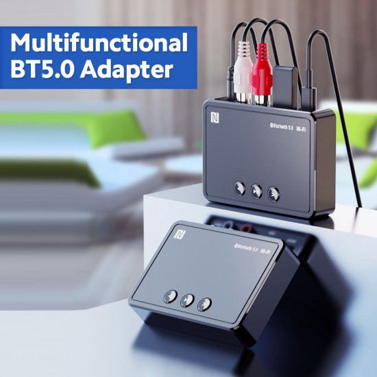 M10 BT5.0 Adapter Multifunctional BT Audio Receiver 15m Transmission Distance Support NFC Connection with USB RCA AUX Ports