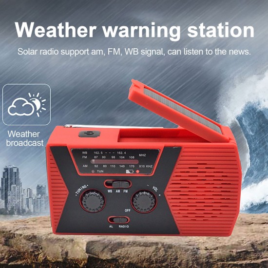 AM/FM & NOAA Emergency Radio Hand Crank Radio with Flashlight for SOS Emergency Portable Solar Radios Self Powered AM/FM Radio with 2000mAh Power Bank Cell Phone Charger USB Rechargeable Great Emergency Supplies(AAA Battery not Included)