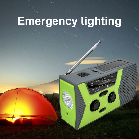 AM/FM & NOAA Emergency Radio Hand Crank Radio with Flashlight for SOS Emergency Portable Solar Radios Self Powered AM/FM Radio with 2000mAh Power Bank Cell Phone Charger USB Rechargeable Great Emergency Supplies(AAA Battery not Included)