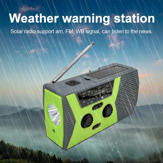 AM/FM & NOAA Emergency Radio Hand Crank Radio with Flashlight for SOS Emergency Portable Solar Radios Self Powered AM/FM Radio with 2000mAh Power Bank Cell Phone Charger USB Rechargeable Great Emergency Supplies(AAA Battery not Included)