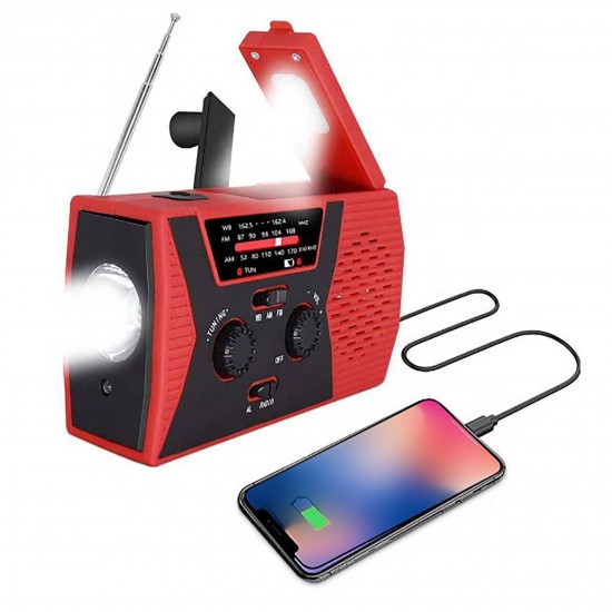 AM/FM & NOAA Emergency Radio Hand Crank Radio with Flashlight for SOS Emergency Portable Solar Radios Self Powered AM/FM Radio with 2000mAh Power Bank Cell Phone Charger USB Rechargeable Great Emergency Supplies(AAA Battery not Included)