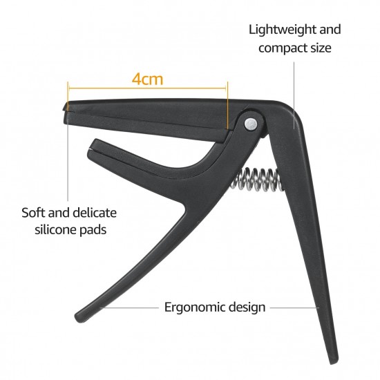 Professional Single-handed Quick-replaceable Ukelele Capo Plastic Steel Black