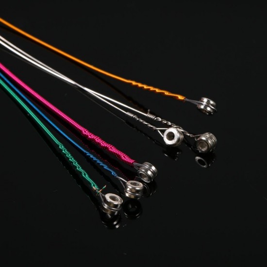 6pcs/Set Rainbow Colors Colorful Acoustic Guitar Strings Musical Instruments Replacement Steel Chord Wire