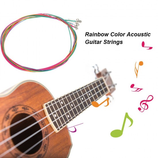 6pcs/Set Rainbow Colors Colorful Acoustic Guitar Strings Musical Instruments Replacement Steel Chord Wire