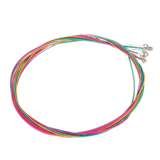 6pcs/Set Rainbow Colors Colorful Acoustic Guitar Strings Musical Instruments Replacement Steel Chord Wire