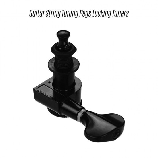 6 Pieces Guitar Machine Heads Knobs String Tuning Peg Locking Tuners for Acoustic Electric Guitars 3L3R with Mounting Screws and Ferrules Black