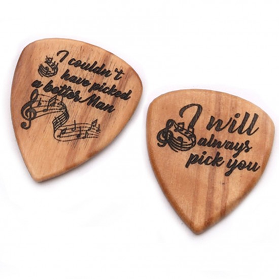 2 Pcs Wooden Guitar Picks with Box Wood Picks for Acoustic Electric Guitars Plectrum Bass Ukulele Musical Instrument Tool