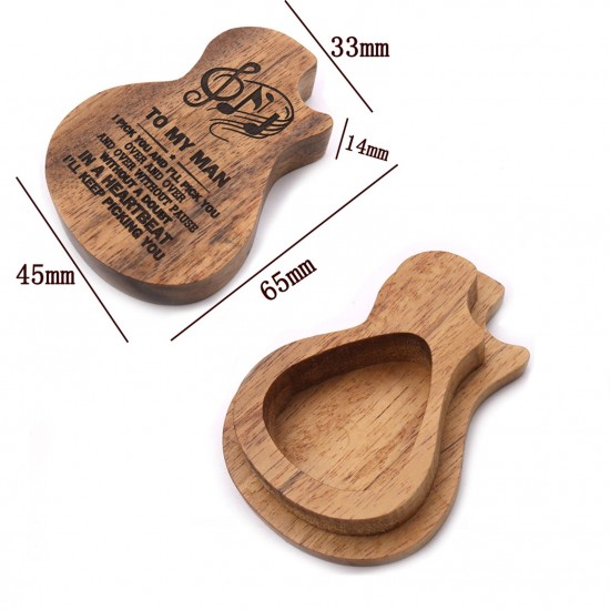 2 Pcs Wooden Guitar Picks with Box Wood Picks for Acoustic Electric Guitars Plectrum Bass Ukulele Musical Instrument Tool