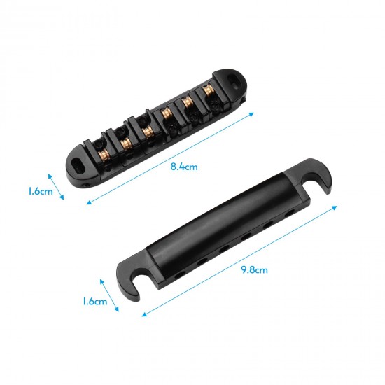 Guitar Roller Saddle Bridge Tailpiece Set with Studs/Wrenches Replacement for LP Electric Guitars