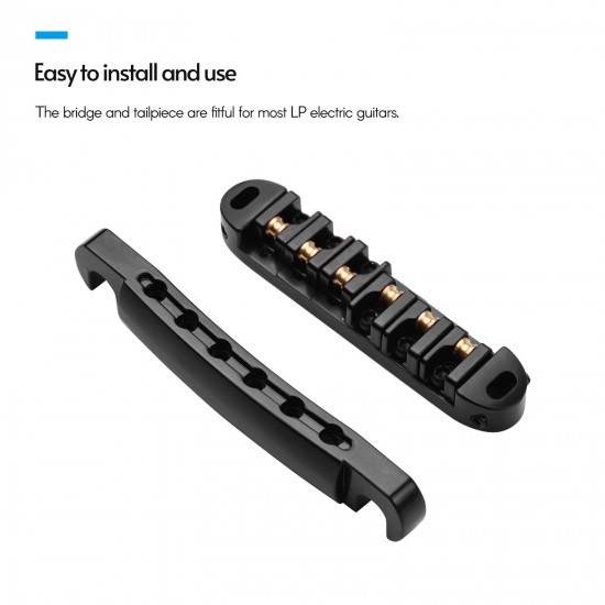 Guitar Roller Saddle Bridge Tailpiece Set with Studs/Wrenches Replacement for LP Electric Guitars