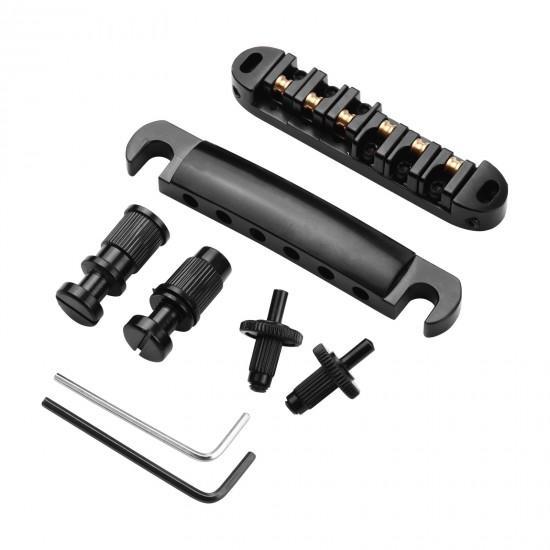 Guitar Roller Saddle Bridge Tailpiece Set with Studs/Wrenches Replacement for LP Electric Guitars