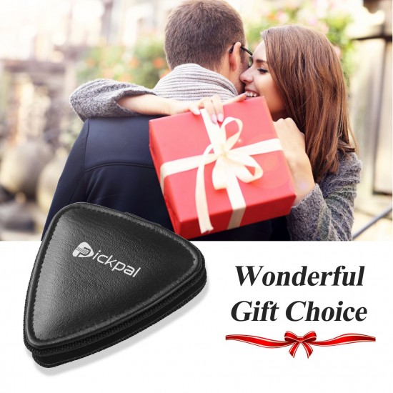 PICKPAL Guitar Picks Holder Case for Acoustic Electric Guitar Includes 12 PCS Guitar Picks Leather Guitar Plectrums Storage Pouch Guitar Pick Bag Gifts for Kids Friends Guitar Players