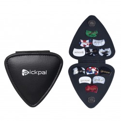 PICKPAL Guitar Picks Holder Case for Acoustic Electric Guitar Includes 12 PCS Guitar Picks Leather Guitar Plectrums Storage Pouch Guitar Pick Bag Gifts for Kids Friends Guitar Players