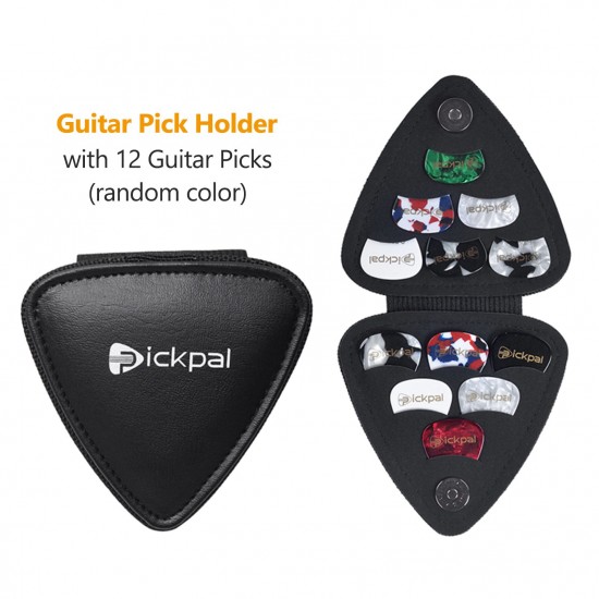 PICKPAL Guitar Picks Holder Case for Acoustic Electric Guitar Includes 12 PCS Guitar Picks Leather Guitar Plectrums Storage Pouch Guitar Pick Bag Gifts for Kids Friends Guitar Players