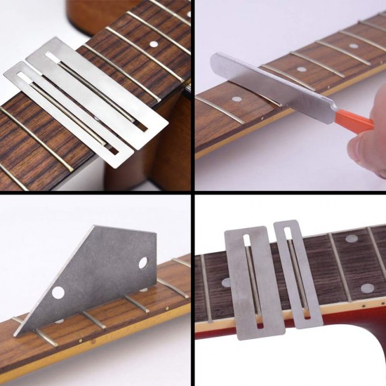 Stainless Steel Guitar Fret Polishing File Guitars Frets Leveling Ruler Fret Polishing Protection Gasket Guitar Repairing Tool