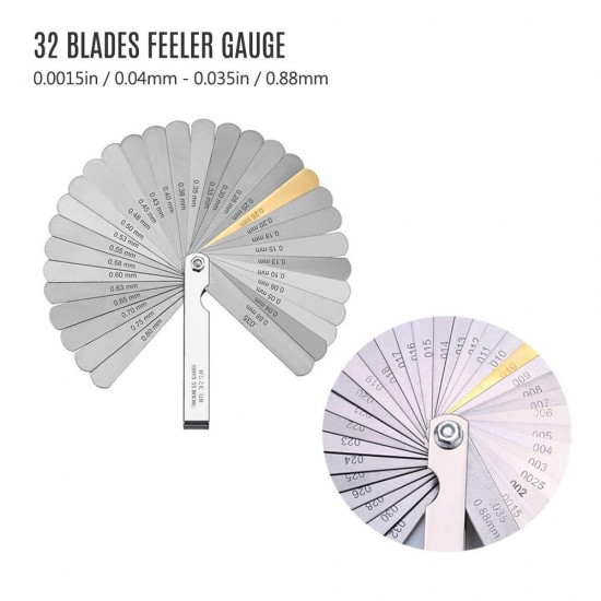 Guitar Luthier Tools Kit 9 Radius Gauge 32 Blades Feeler Gauge for Guitar Repairing Maintaining