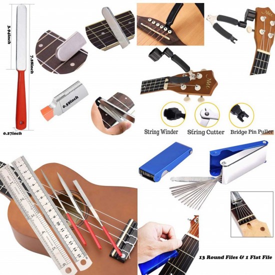 Guitar Tool Kit Repairing Maintenance Tools String Organizer String Ruler Gauge Measuring Tool Hex Wrench Set